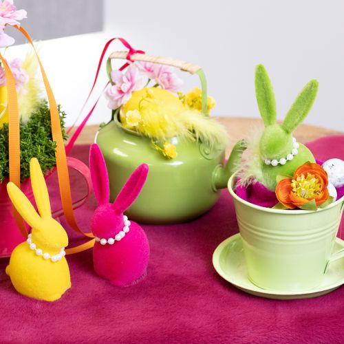gjenstander Dekorativ påskeharefigur med perlekjede, perfekt for stue eller soverom, 13 cm, 4 deler