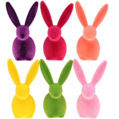 Floristik24 Bunny flocked fargerik H13cm assortert 6 stk