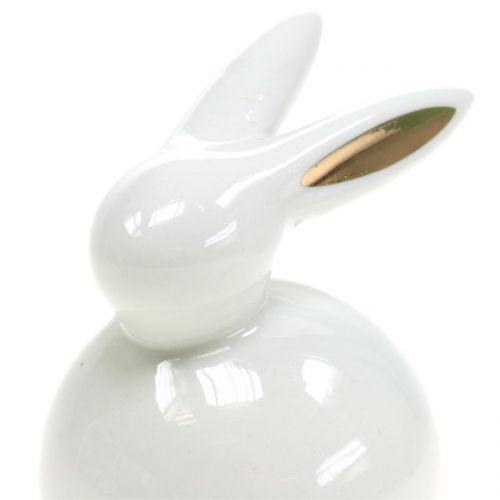 gjenstander Påskefigur kanin hvit-gull 8,5 cm 4stk