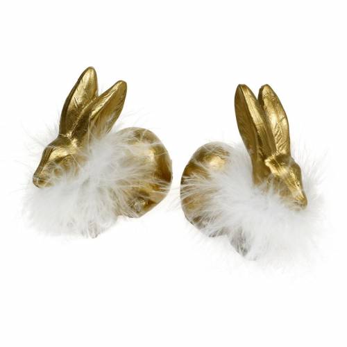 Floristik24 Påske dekorasjon kanin gylden sittende påske kanin bord dekorasjon 4stk