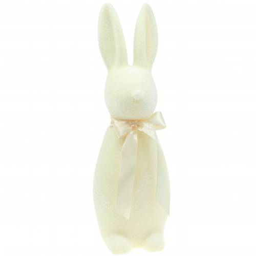 Bunny flocked kremhvit H49cm