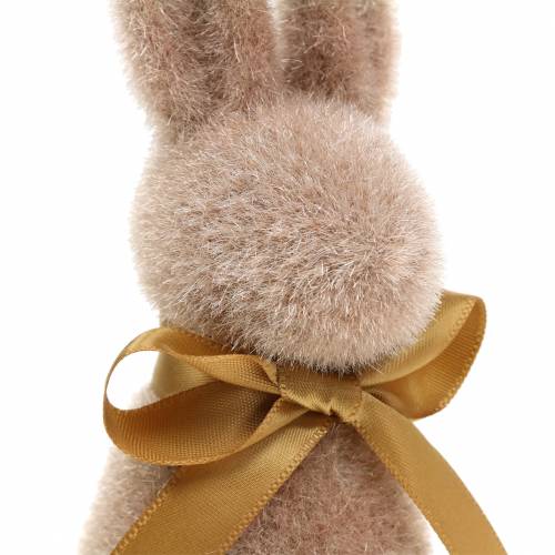 Floristik24 Bunny flokket lysebrun 16cm 4stk