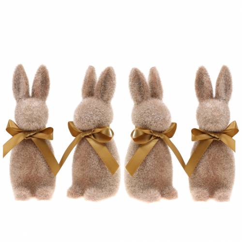 Floristik24 Bunny flokket lysebrun 16cm 4stk