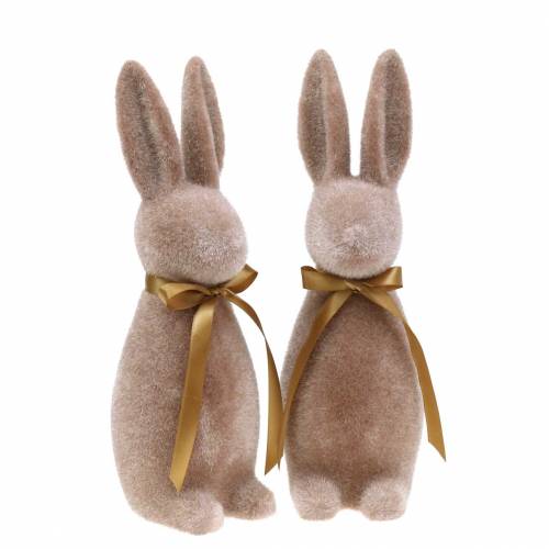Floristik24 Bunny flokket brun 30cm 2stk