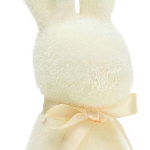 Floristik24 Bunny flocked hvit krem H30cm 2stk