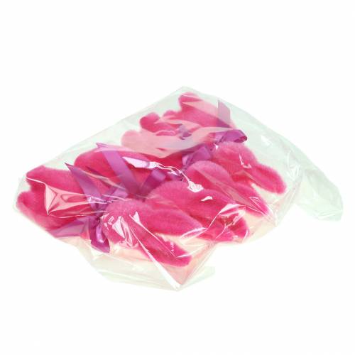 Floristik24 Bunny strømmet rosa 16cm 4stk