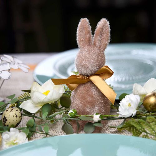 Floristik24 Bunny flokket lysebrun 16cm 4stk
