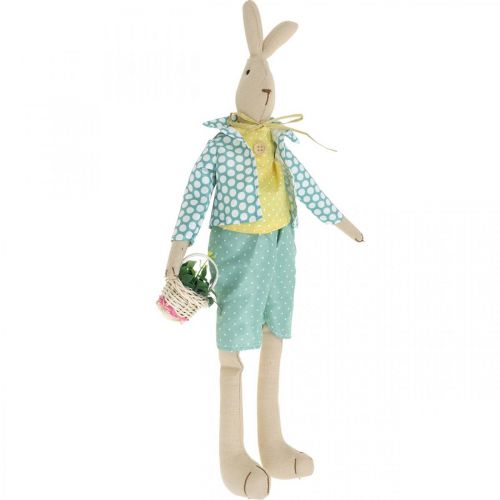 Floristik24 Stoff påskehare, kanin med klær, påskepynt, kanin gutt H46cm