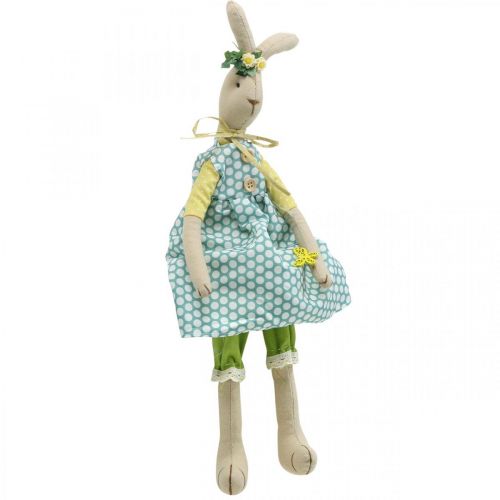 gjenstander Utstoppet kanin til påske, påskehare med klær, kaninjente H43cm