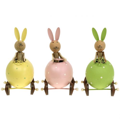 Floristik24 Kanin i eggbilen 15cm x 8cm x 7,5cm 3stk