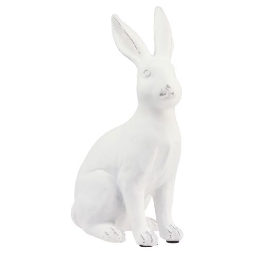Floristik24 Kanin sittende dekorativ kanin kunststein dekorasjon hvit H27cm