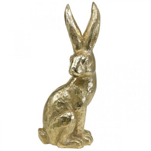Floristik24 Pynt kanin stor påskehare sittende gull 22×17×51,5cm