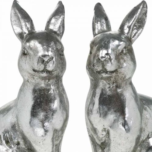 gjenstander Deco kanin sittende påskepynt sølv vintage H17cm 2stk
