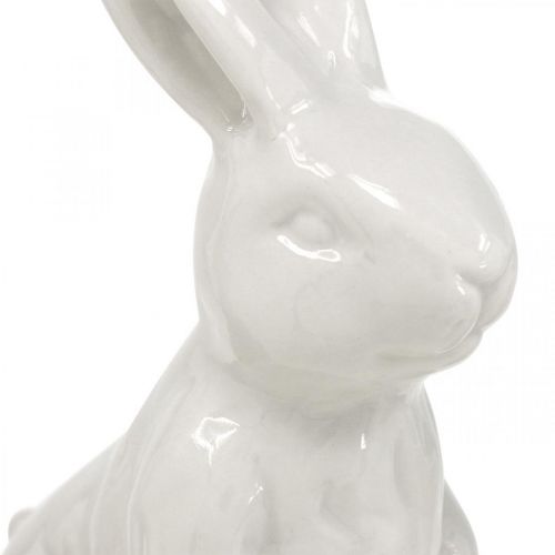 Floristik24 Keramisk kanin sittende hvit påskehare Påskepynt H14,5cm 3stk
