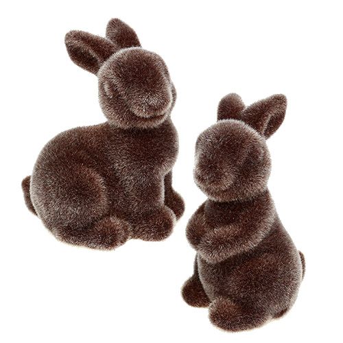 Floristik24 Bunny brown 5cm flokket 2stk