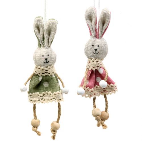 Floristik24 Kaninstoff til oppheng av rosa/grønn 12cm 6p