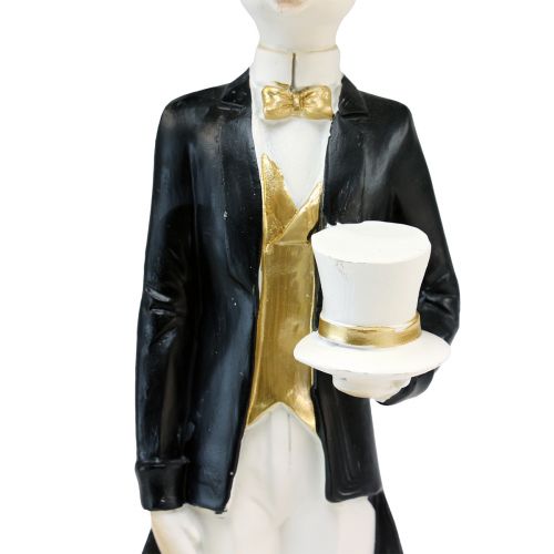 Floristik24 Kaninpynt kaninpar sort gull hvit bordpynt H32cm 2stk