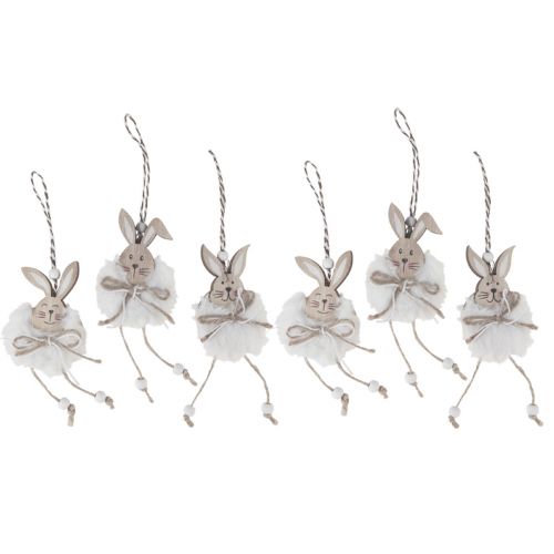 Kaniner dekorative trekaniner til oppheng naturhvit 5cm×12cm 6stk