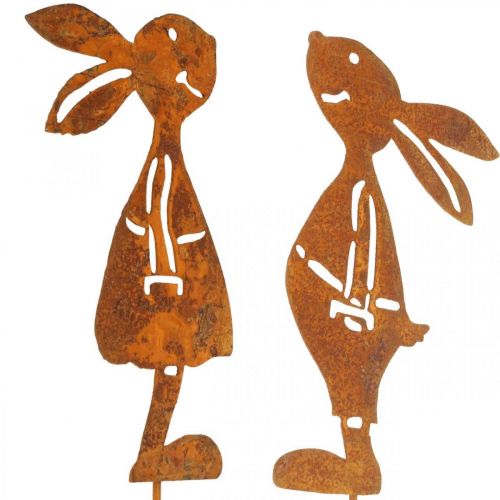 gjenstander Hagedekor rust kanin dekorativ plugg påske 8×16cm 2stk (1par)