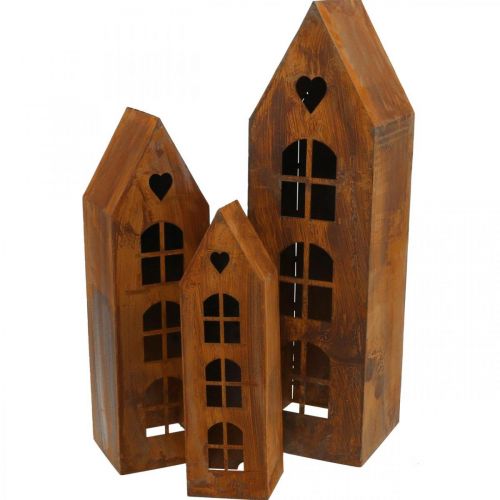 Floristik24 Lanternehus metall dekorasjon husvindu patina sett med 3