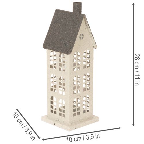 Dekorativt metallhus med vinduer og peis, 28 cm | Floristik24.no