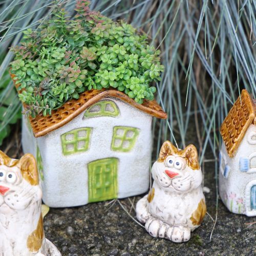 gjenstander Keramisk telysholder for hus, rustikk stil for en koselig atmosfære, 11 cm