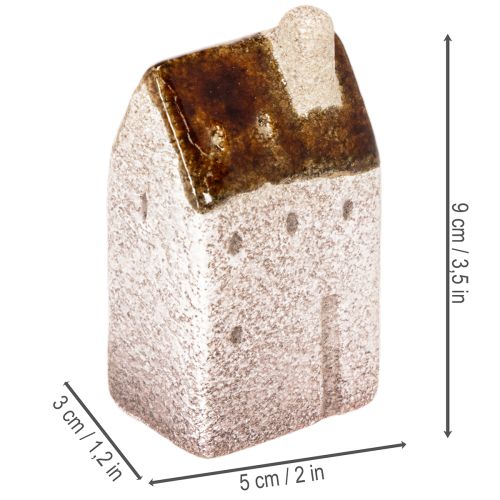 Dekorativt keramisk miniatyrhussett, borddekorasjon, 9 cm, 3 deler | Floristik24.no