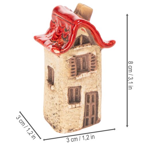 Keramikkhusdekorasjonssett Små hus med rødt tak 8 cm 2 stk | Floristik24.no