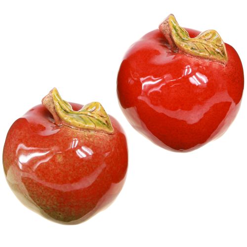 Floristik24 Høstdekorasjon keramikk epler borddekorasjon rød grønn H9cm 2 stk