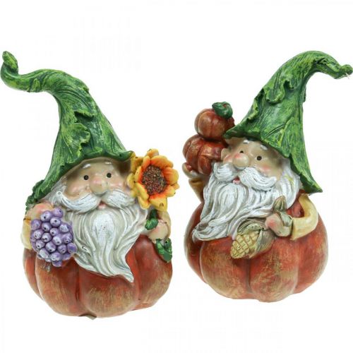 Høst nisse gresskar dekorasjon nisse figur assortert H11,5cm 2stk