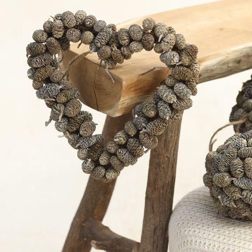 gjenstander Hjertedekorasjonskjegle hjerteformet orkjegle hvitvasket 24 cm