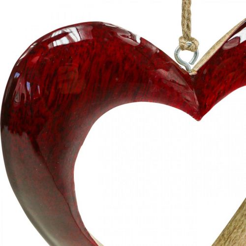 gjenstander Hjerte laget av tre, deco hjerte til å henge, hjerte deco rød H15cm