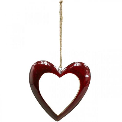 gjenstander Hjerte laget av tre, deco hjerte til å henge, hjerte deco rød H15cm