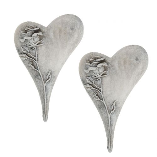 Floristik24 Hjerte med rosa grå 16,5cm x 10cm 2 stk