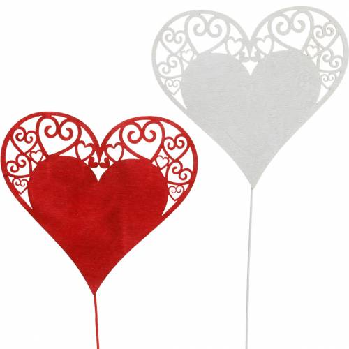 Hjerte på en pinne, dekorativt plugghjerte, bryllupsdekorasjon, Valentinsdag, hjertedekorasjon 16 stk.