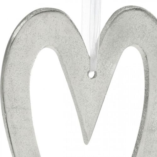gjenstander Dekorativt hjerte for hengende sølv aluminium bryllupsdekorasjon 22 × 12cm