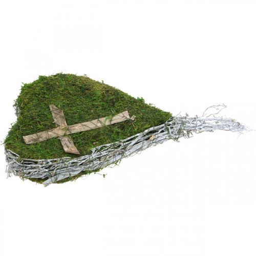 Floristik24 Gravdekorasjon hjerteranker mose til gravarrangement 30×20cm