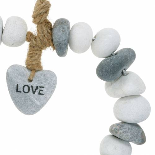 gjenstander Hjerte å henge “Kjærlighet” laget av elvesten Natur, grå / hvit Ø18cm 1 stk