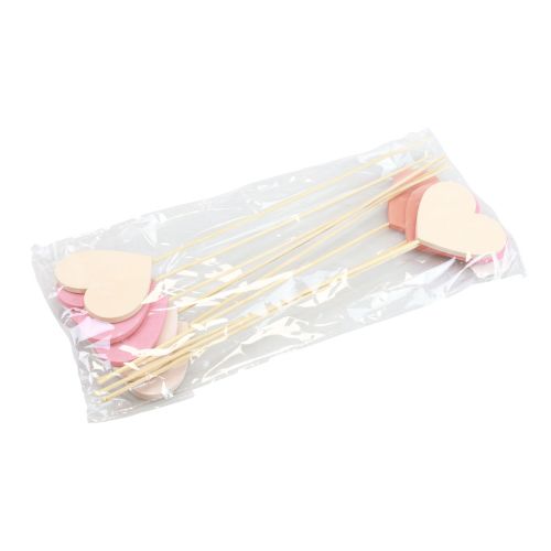 Floristik24 Blomsterplugg trehjerte dekorativ plugg rosa 6,5×6cm 10stk