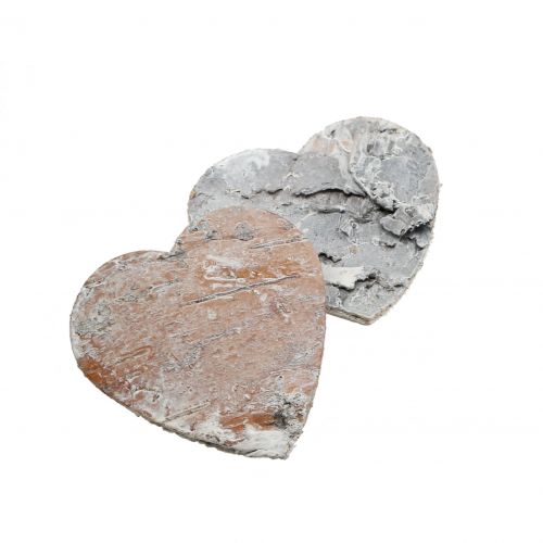 gjenstander Hjerter hvite laget av bjørkebark 5cm 60p