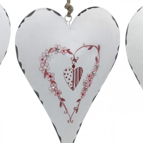 Floristik24 Dekorative hjerter for oppheng av metall hvitt metallhjerte 12×16cm 3stk