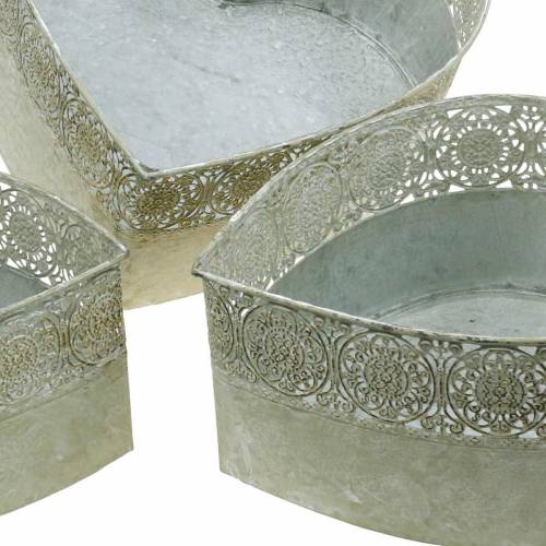 Floristik24 Hjerteplantekasse i metall Vintage sett med 3