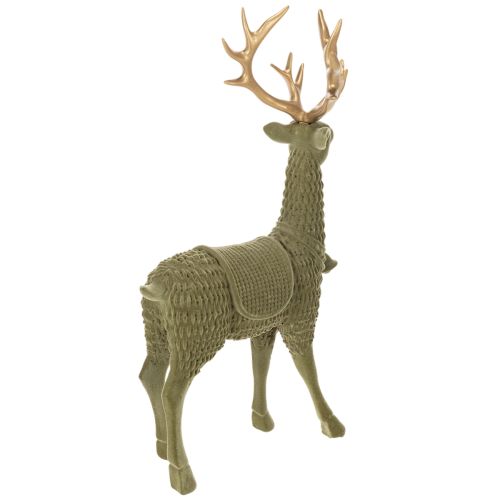 Dekorativ stående hjortfigur, flokket med gevir, 31 cm | Floristik24.no