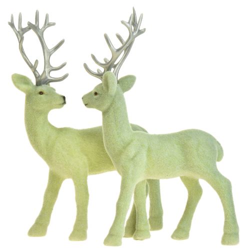 Floristik24 Deer Deco Reinsdyrgrønn, grå kalveflokket 20 cm sett med 2