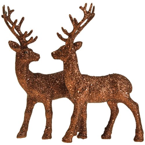 gjenstander Deer deco reinsdyr kobber glitter kalv deco figur H20,5 cm sett med 2