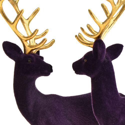gjenstander Deer Deco Reinsdyrfiolett gullkalvflokket 20 cm sett med 2