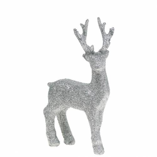 Floristik24 Deco figur hjort sølvglitter 9cm x 16cm
