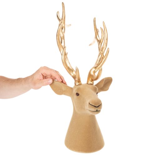 Dekorativ hjortehodeskulptur med store gevir, 52 cm | Floristik24.no