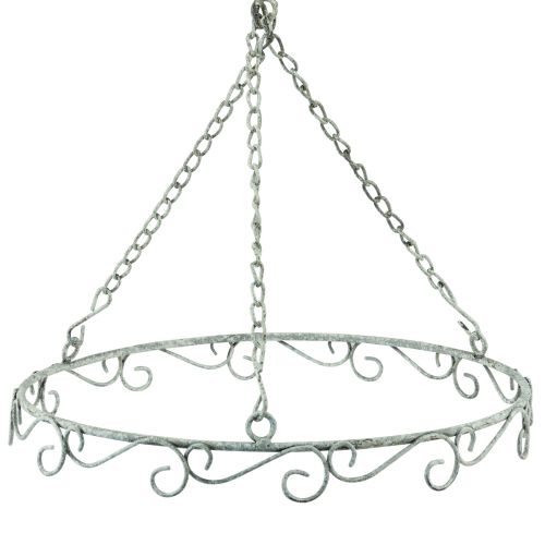 Floristik24 Hengende dekor metall dekorativ ring hvit shabby chic Ø30cm H30cm