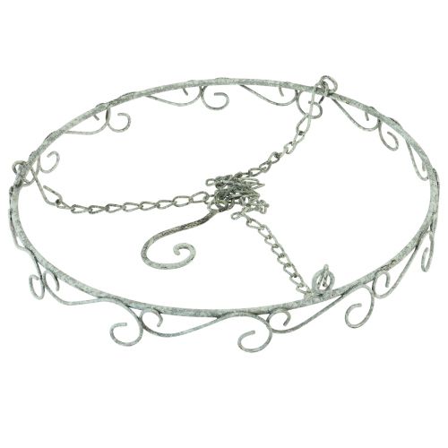 Floristik24 Hengende dekor metall dekorativ ring hvit shabby chic Ø30cm H30cm